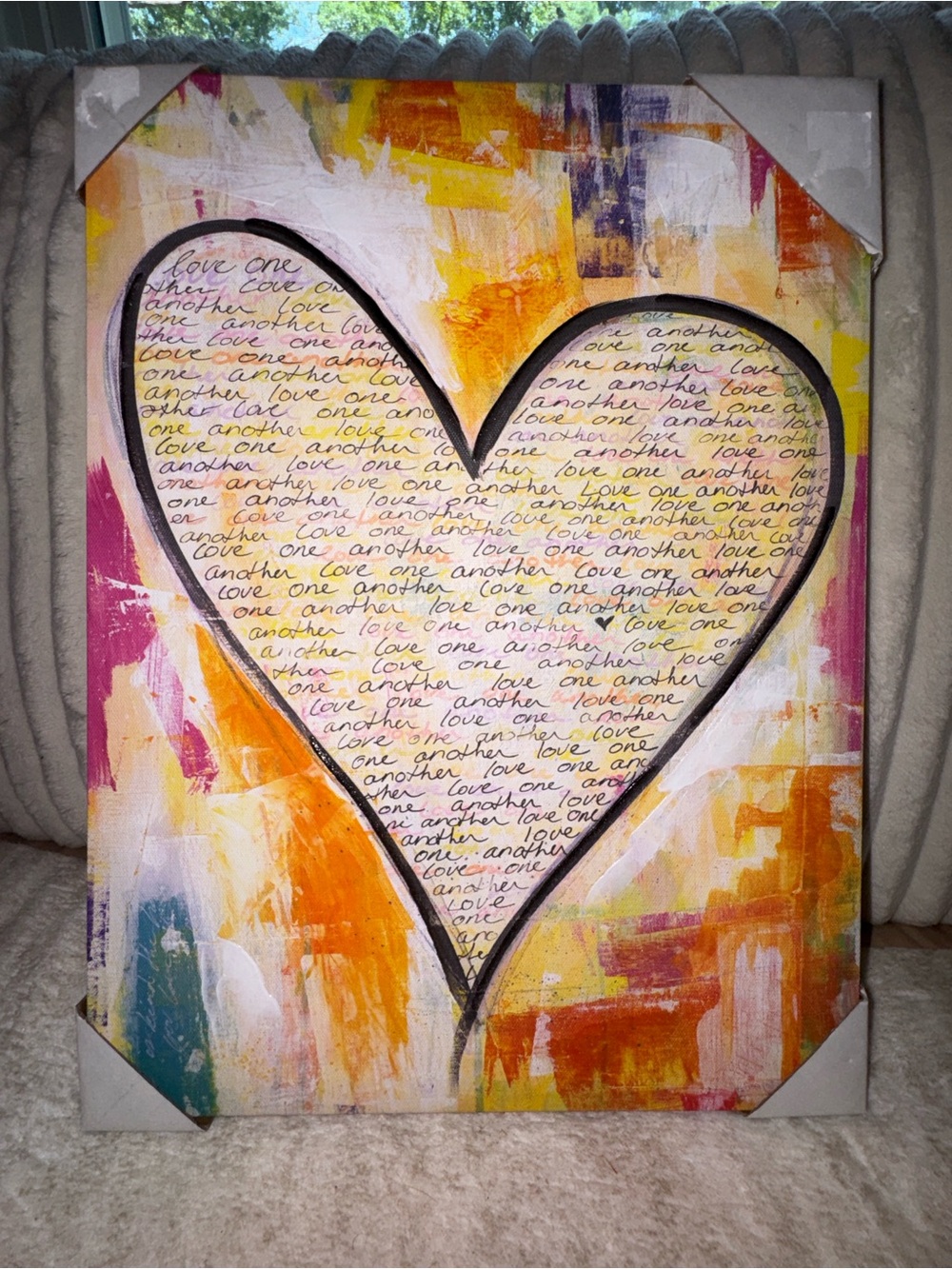 12” x 16” “Love One Another” Heart Canvas Wall Art – Inspirational Décor, New